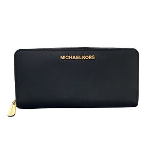 Michael Kors black Jet Set Travel Saffiano Leather Continental Wallet